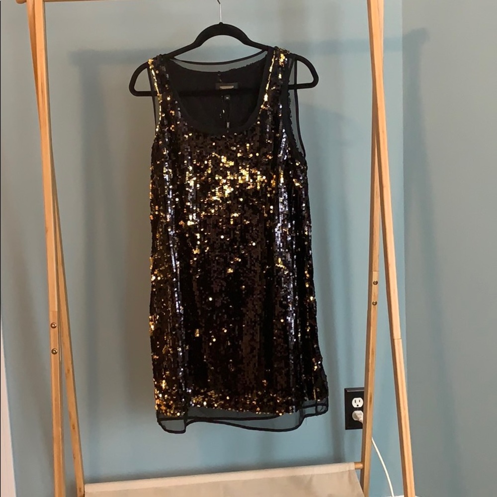 Black and gold evening dress